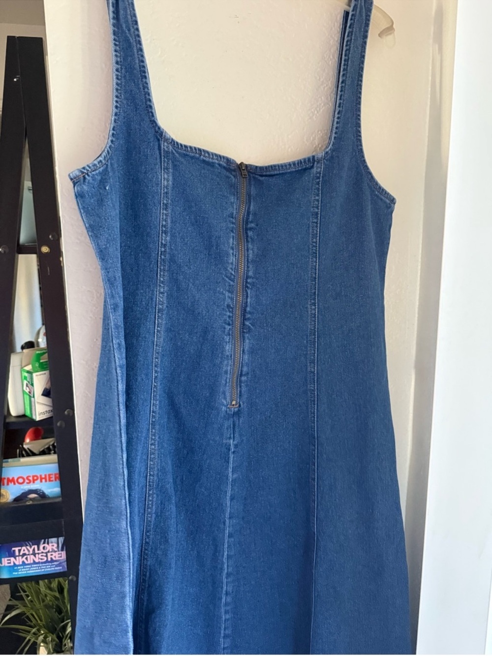 Old Navy Blue Sleeveless Fit & Flare Denim Midi Dress - Picture 4 of 5